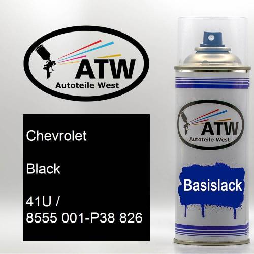 Chevrolet, Black, 41U / 8555 001-P38 826: 400ml Sprühdose, von ATW Autoteile West.